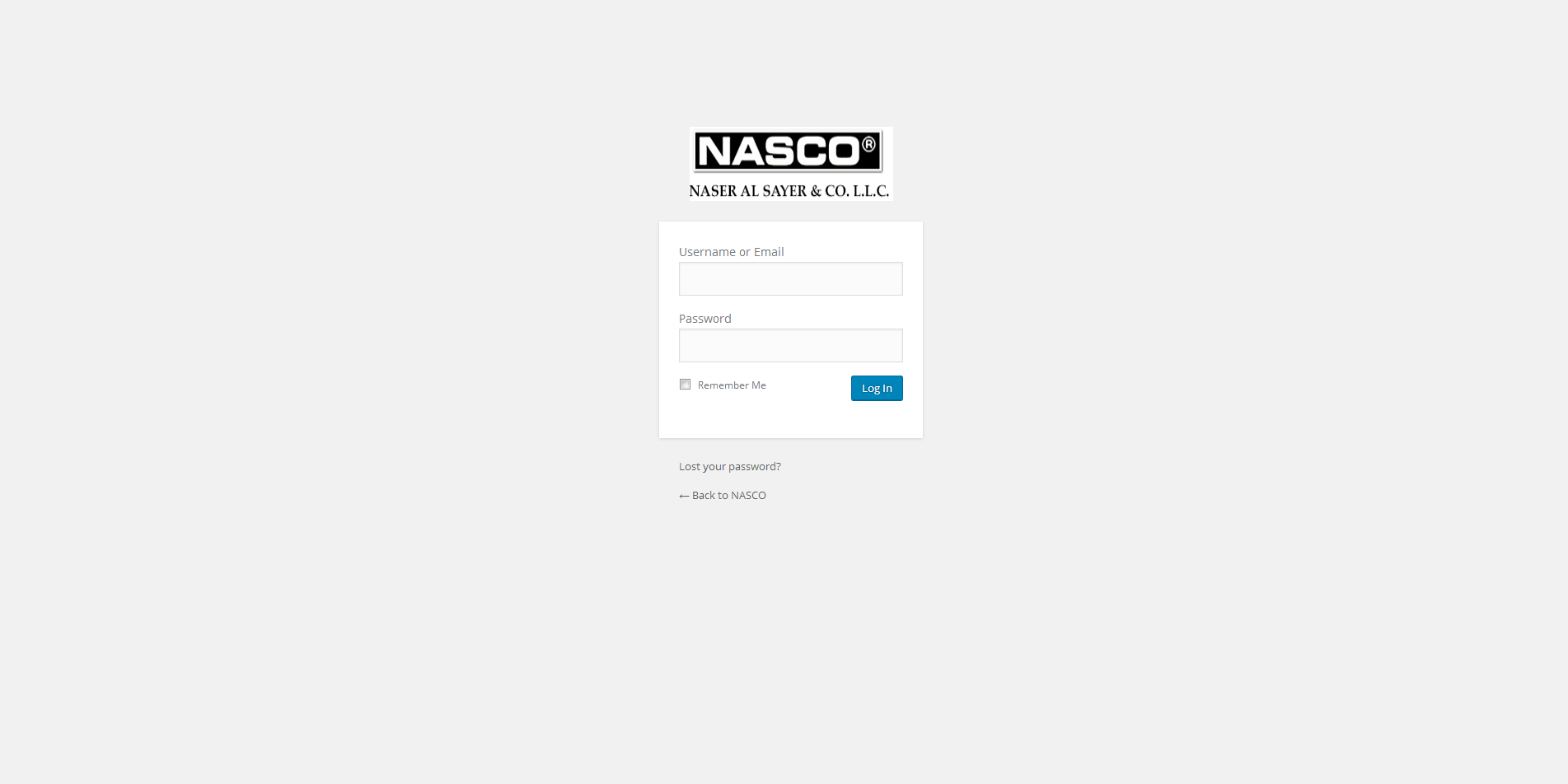 NASCO ‹ Log In